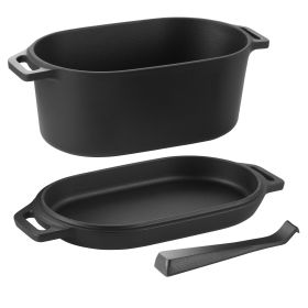 Enameled Cast Iron Dutch Oven, 3.5 Quart Pot with Lid and Dual Handles, Heavy-Duty Durable Cookware Pan, Oven Induction Compatible up to