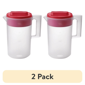 (2 pack)Simply Pour Clear/Red Pitcher Plastic 1 gal - 2