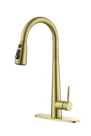 Kitchen Faucet with Pull Down Sprayer, High Arc Single Handle Kitchen Sink Faucet with Deck Plate, Commercial Modern Stainless Steel Kitchen