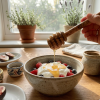Natural Olive Wood Honey Spoon Dipper - Premium Handcrafted Eco Friendly 6 Inch Wooden Honeycomb Stirrer Wand for Tea Jar Drizzle, Perfect Kitchen