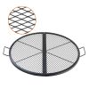 X-Marks Fire Pit Grill Grate, Foldable Round Cooking Grate, Heavy Duty Steel Campfire BBQ Grill Grid with Handle and Support X Wire, Portable