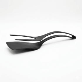 2-in-1 Silicone Spatula Tongs Cooking Tool - Non-Stick Heat Resistant Flipping Tongs for Eggs, Pancakes, Omelets, Steak, and Fish - Ergonomic