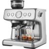 Espresso Machine with Grinder, 15 Bar Semi-Automatic Espresso Coffee Maker with Milk Frother Steam Wand, Removable Water Tank & Pressure Gauge for