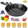 3Pcs Pre-Seasoned Cast Iron Skillet Set 6/8/10in Non-Stick Oven Safe Cookware Heat-Resistant Frying Pan - as pic