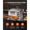 Commercial Pizza Oven Countertop, 14-Inch Double Deck Layer, Stainless Steel Electric Pizza Oven with Stone and Handle, Multipurpose Indoor Pizza