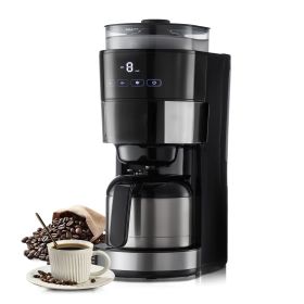 Coffee Maker with Grinder, 8 Cup Programmable Coffee Machine, Grind and Brew Coffee Maker with 24-Hour Timer for Auto Brew, Reusable Filter, for