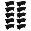 10 Pack Table Cloth for 6FT Rectangular Fitted Events, Wrinkle-Resistant Stretch Black Table Covers, Washable Spandex Tablecloth Protector, for