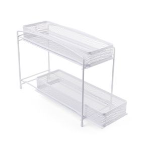 2-Tier Pull-Out Spice Organizer, White, 4.5" x 11" - 1 Pack