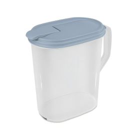 4 Pack 1 Gallon Pitcher, Clear Plastic, Flip-top Spout, Light Blue - 4 Pack
