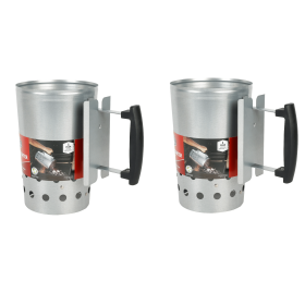 (2 Pack)Charcoal Chimney Starter for Outdoors, with Safety Handle - Silvery