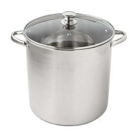 Stainless Steel 16-Quart Stock Pot with Glass Lid, Induction Compatible, Stainless Steel, Dishwasher Safe - Silvery
