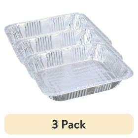 (3 pack) Aluminum Half Steam Table Pans, 12.75 x 10.38 x 2.81 inch, 4 Count per Pack. - white