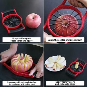 Apple Slicer Corer, Stainless Steel Upgrade 12 Sharp Apple Slicer Large, Ergonomic Plastic Handle Non-slip And Easy To Hold, Kitchen Fruit Divider