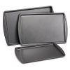 3pc Carbon Steel Nonstick Cookie Sheet Bakeware Set, 11" x 17", 10" x 15", 9" x 13", Gray - 3 Pack