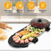 2 in 1 Electric Hot Pot with BBQ Grill Cooker 2200W Smokeless Non-Stick Korean BBQ Grill Shabu Hot Pot with Independent Temperature Control 5 Gears