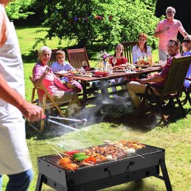 Portable BBQ Grill Foldable Charcoal Grill Lightweight Smoker Grill for Camping Picnics Garden Grilling - Black