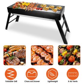 Foldable Charcoal BBQ Grill Stainless Steel Grill Net Easy Setup Portable Tabletop Barbecue Grill for Camping Picnic Outdoor Party Backyard - AS pic