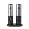 Electric Salt & Pepper Grinder Set, USB-C Rechargeable with LED Light & Charging Dock, 5 Adjustable Coarseness Settings, One-Touch Automatic Mills