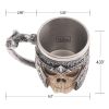 1pc Skull Knight Mug, Stainless Steel Viking Skull Mug, Creative Skeleton Beer Mug, Metal Skull Coffee Mug, Funny Gift, Home Kitchen Supplies -