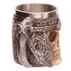 1pc Skull Knight Mug, Stainless Steel Viking Skull Mug, Creative Skeleton Beer Mug, Metal Skull Coffee Mug, Funny Gift, Home Kitchen Supplies -
