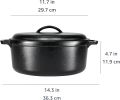 Cast Iron Dutch Oven Pot with Lid and Dual Handles, Oven Safe, Heavy-Duty, 7-Quart, Round, Black - 1 Pack
