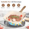 Nonstick Frying Pan Skillet Set, 3 Piece Square Grill Pans with Stay Cool Handle & PFOA Free, Compatible with All Stovetops(9.5" 10" 11") - Beige