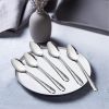 Hammered Teaspoons Set of 6, Stainless Steel Modern Silverware Flatware Dessert Spoons for Home, Kitchen, Restaurant, Round Edge & Mirror Polished,