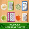 Bamboo Cutting Board with Food Containers, Wooden Chopping Board with Storage Trays, Cheese Grater and Juice Groove for Meat, Vegetables and