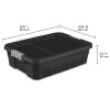 10 Gallon Stacker Tote, Durable Plastic Bin with Latch Lid, Black, 6 Pack - 1 Pack