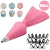 8/10/18PCS Silicone Pastry Bag Tips Kitchen Cake Icing Piping Cream Cake Decorating Tools Reusable Pastry Bags Nozzle Set - White