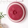 1pc Kitchen Foldable Microwave Food Cover, Fresh-Keeping Reusable Proof Clear Refrigerator Preservation Lid - Rose Red