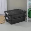 10 Gallon Stacker Tote, Durable Plastic Bin with Latch Lid, Black, 6 Pack - 1 Pack