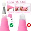 8/10/18PCS Silicone Pastry Bag Tips Kitchen Cake Icing Piping Cream Cake Decorating Tools Reusable Pastry Bags Nozzle Set - pink 1