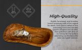 Mediterranean Olive Wood Multi-Purpose Bowl - Handcrafted Natural Wooden Serving Dish, Unique Long Wavy Decorative Tray for Snacks, Salsa,