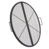 X-Marks Fire Pit Grill Grate, Foldable Round Cooking Grate, Heavy Duty Steel Campfire BBQ Grill Grid with Handle and Support X Wire, Portable