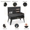 16.7x10x17.7in Portable Charcoal Grill Foldable BBQ Suitcase Grill Shelf For Outdoor Camping Picnics Garden Grilling - black