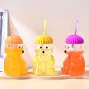 1 PCS 20 OZ Green Little Bear Glass Straw Cup High Borosilicate Heat-resistant Glass Cup For Juice, Milk and Cold drinks - Green