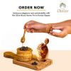 Authentic Olive Wood Honey Pot with Wooden Dipper Set - Hand-Carved Elegant Kitchen Storage Jar and Decorative Honey Dispenser, Perfect