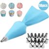 8/10/18PCS Silicone Pastry Bag Tips Kitchen Cake Icing Piping Cream Cake Decorating Tools Reusable Pastry Bags Nozzle Set - pink 2