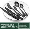 24-Piece Silverware Set with Steak Knives Steel Tableware Cutlery Set - BLACK