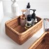 3pcs Hand-Woven Rattan Wicker Basket Fruit Tea Snack Bread Basket Cosmetic Rectangular Storage Box Household Kitchen Room Supply - 1pcs large -