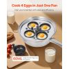 Egg Poacher Pan, 4-Cup Poached Egg Maker, Stainless Steel Poaching Pan and Frying Skillet, with 4 Nonstick Detachable Large Cups, Lid, and Silicone
