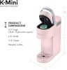 Single Serve K-Cup Pod Coffee Maker, 6 to 12oz Brew size, with Cord Storage,Dusty Rose - Portable