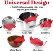 Kitchen Snap N Strain Pot Strainer and Pasta Strainer - Adjustable Silicone Clip On Strainer for Pots, Pans, and Bowls - red
