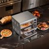 Commercial Pizza Oven Countertop, 14-Inch Double Deck Layer, Stainless Steel Electric Pizza Oven with Stone and Handle, Multipurpose Indoor Pizza