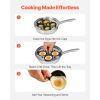 Egg Poacher Pan, 4-Cup Poached Egg Maker, Stainless Steel Poaching Pan and Frying Skillet, with 4 Nonstick Detachable Large Cups, Lid, and Silicone