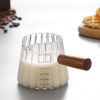1 Pcs 180ml Mini Coffee Cup, Glass Milk Cup, Italian Coffee Cup With Wooden Handle, Coffee Measuring Cup - transparent