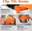 Kitchen Snap N Strain Pot Strainer and Pasta Strainer - Adjustable Silicone Clip On Strainer for Pots, Pans, and Bowls - orange