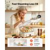 Electric Food Steamer 6.3 QT Glass with 2-Tier Stainless Steel Trays, 1200W Vegetable Steamer for Cooking, 1-3 Servings, Pre-Programmed Settings,