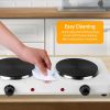 Cooking electric heating plate, 2-burner electric stove, 2000 watt portable electric stove, glass stove, easy to clean, suitable for